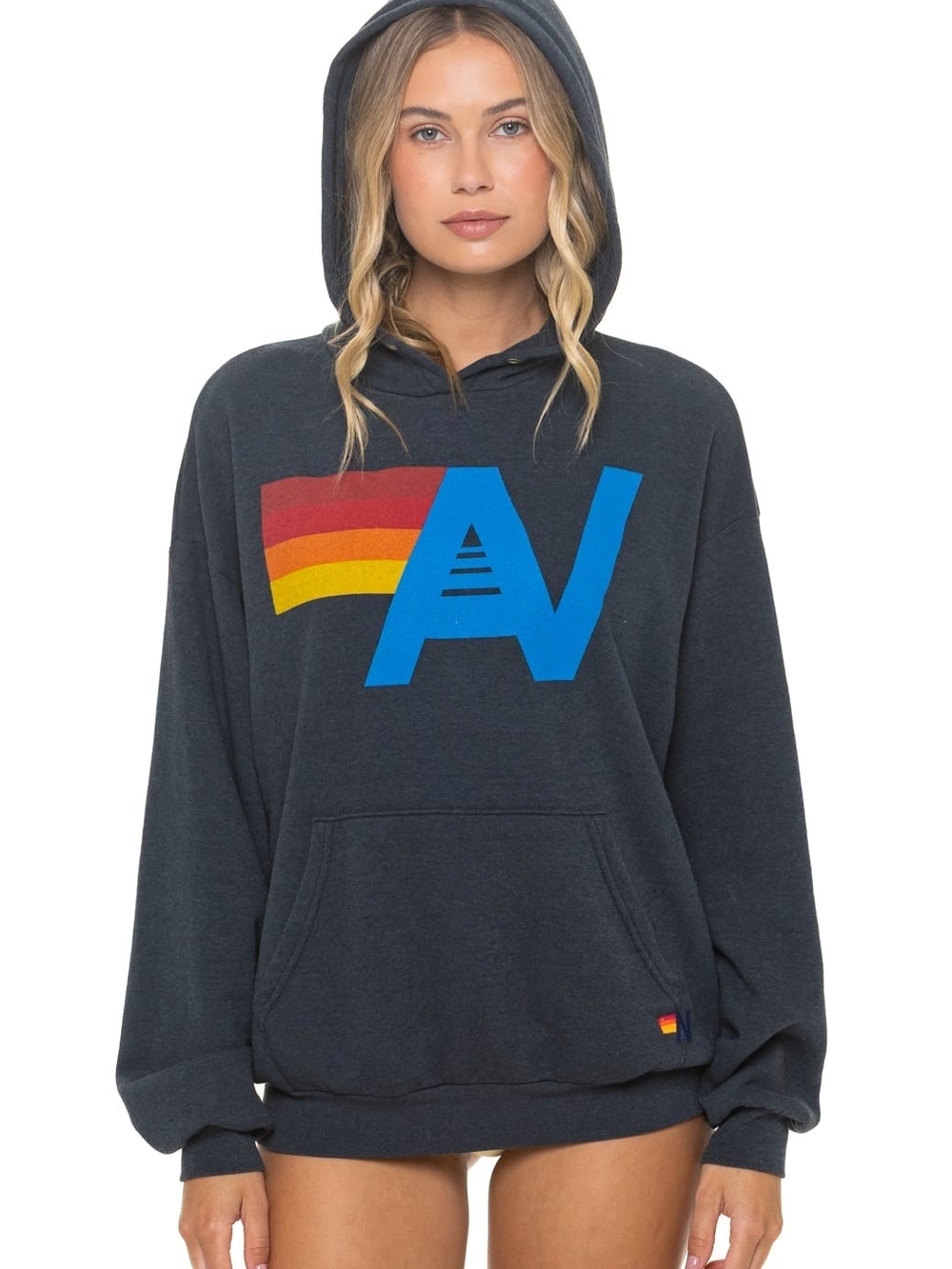 Aviator Nation LOGO PULLOVER RELAXED HOODIE - CHARCOAL Medium